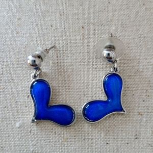 Deep Blue Heart Earrings ● New